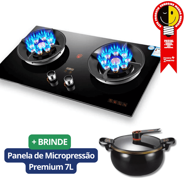 Fogão Elétrico FlameCook – Chama LED segura + BRINDE ESPECIAL
